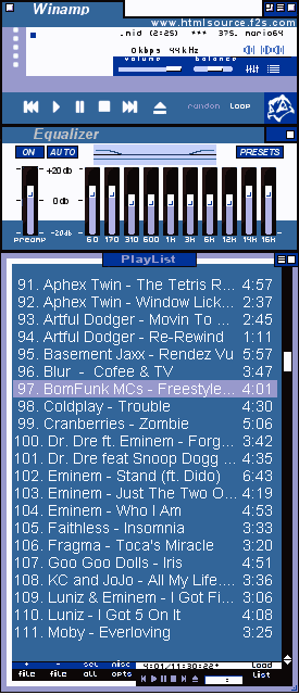 HTML Source's great WinAmp skin, with everything skinned - AVS, minibrowser, yes everything.